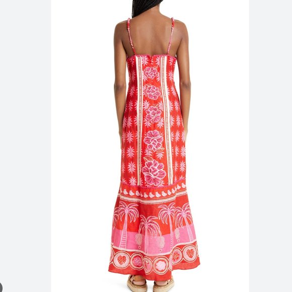 FARM RIO Summer Sunrise Embroidered Linen Maxi Dress - Picture 7 of 17